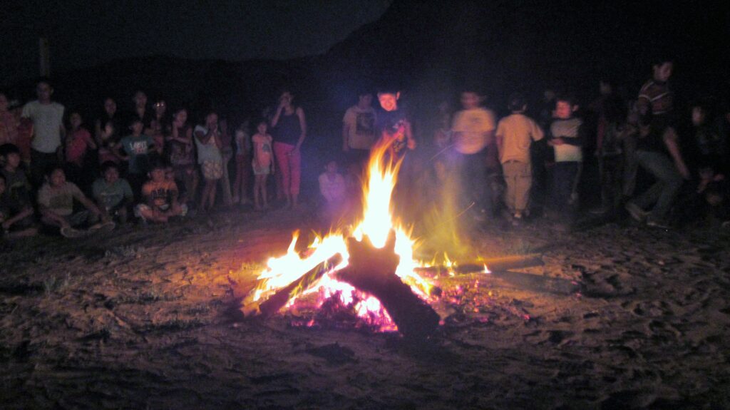 Peru camp last night bonfire