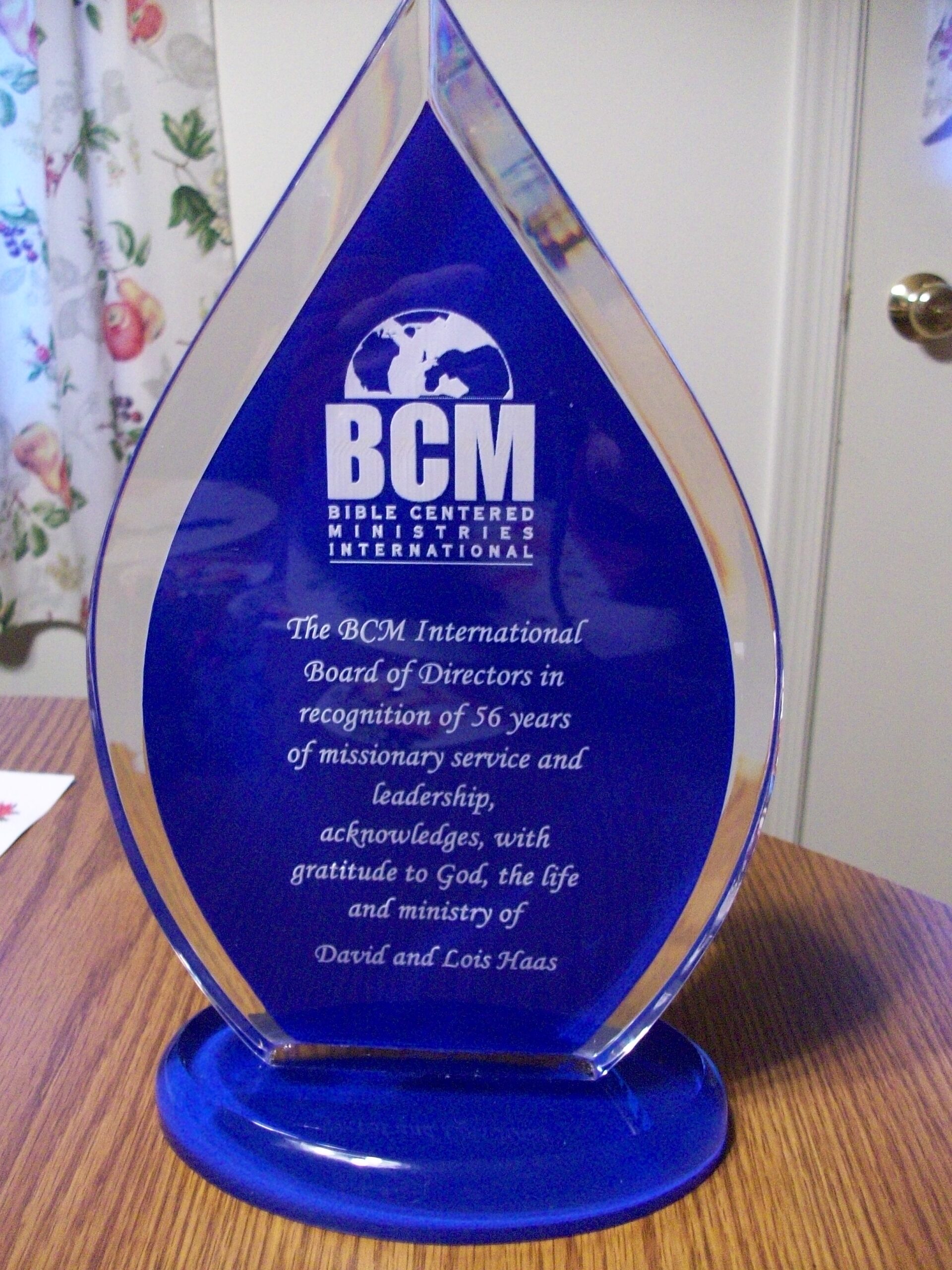 Gift from BCM Board of Directors given to Haases at Retirement Luncheon