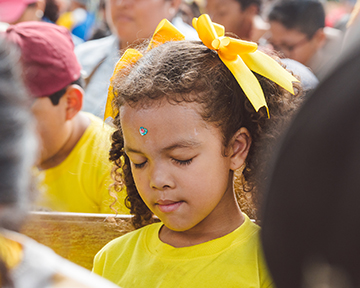 Yellow Bow Girl Praying