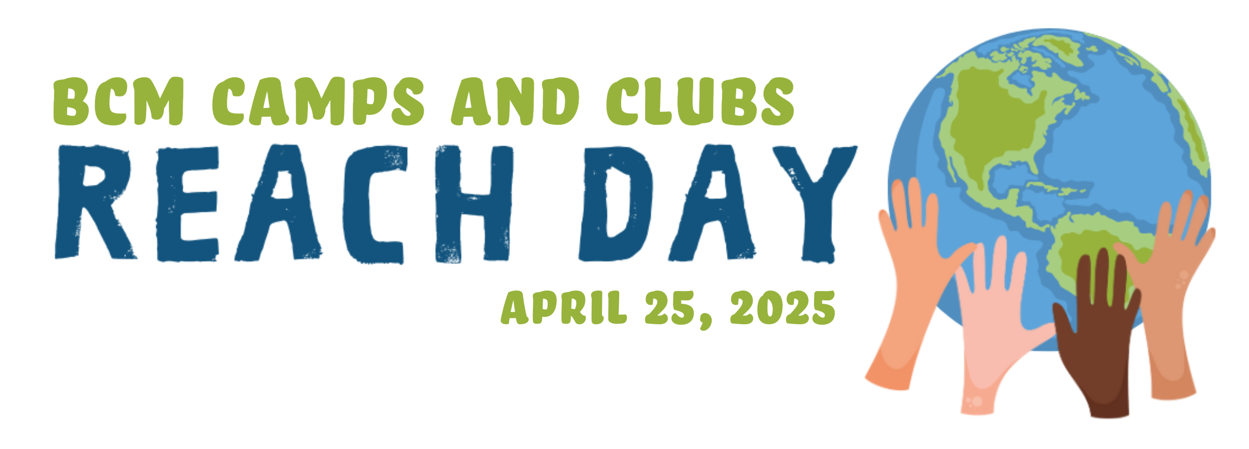 Reach day graphic with many hands holding up a globe