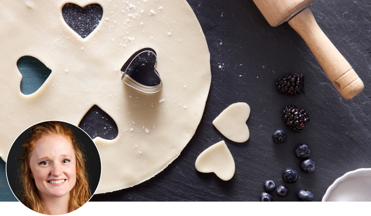 Ruth Ritchie and pie doughwith heart cutouts